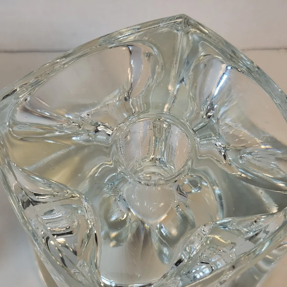 VTG Pair Peill & Putzler Ice Cube Candle Holders MCM Block Taper Tealight Votive